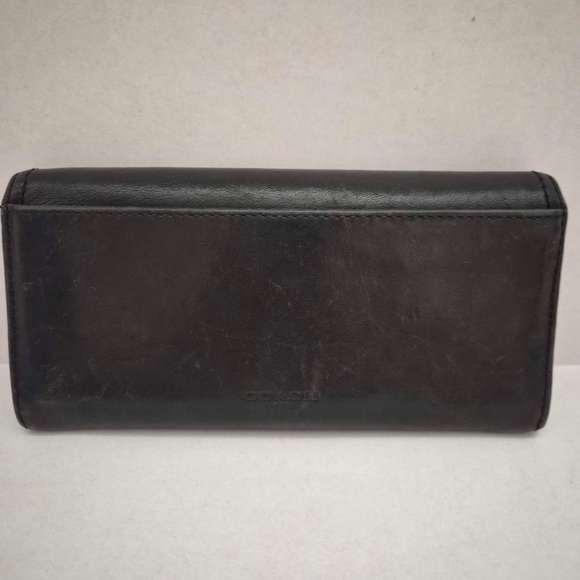 Coach Vintage 90s Iconic Old Money Turn Lock Timeless Soft Black Leather Wallet - Picture 2 of 7